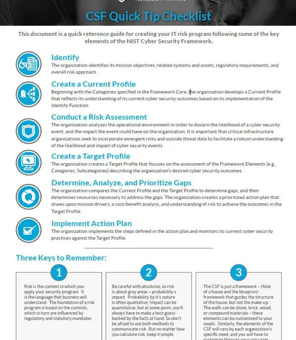 CSF Quick Tip Checklist